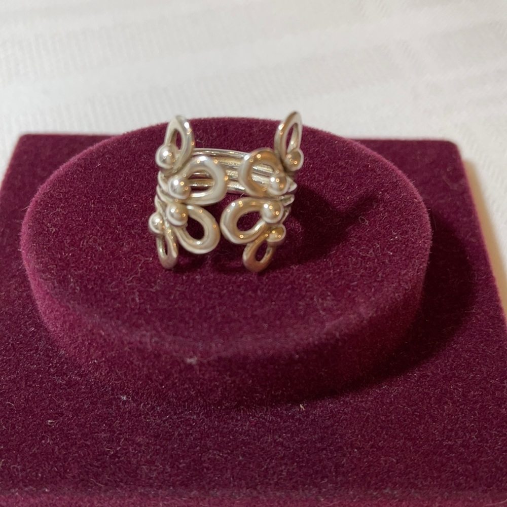 Sterling Silver Beaded Flower Ring - image 3